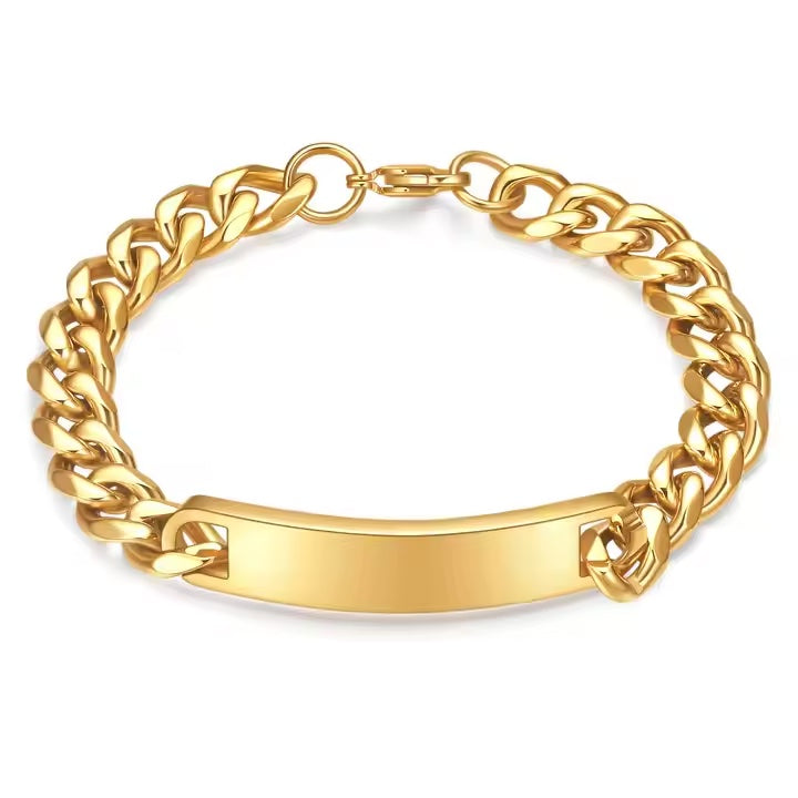 Bracciale da uomo "Cubanito" con catene blindate e incisione