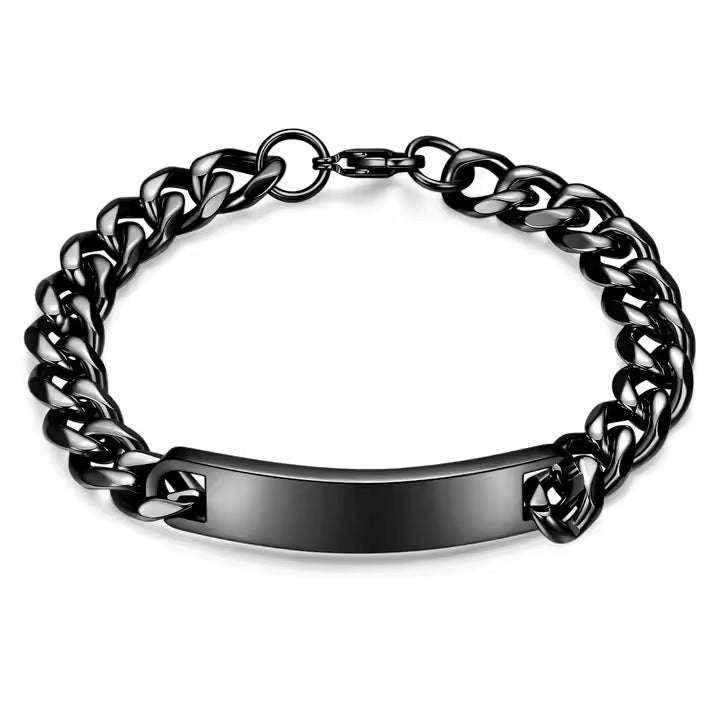 Bracciale da uomo "Cubanito" con catene blindate e incisione