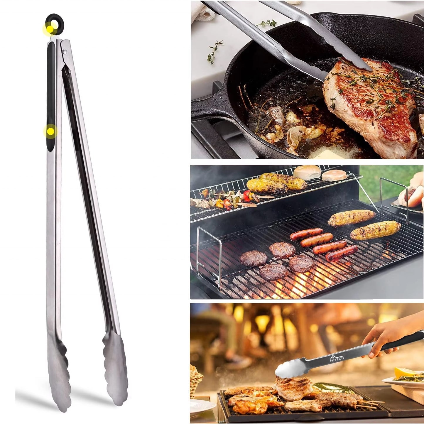 Pinze per barbecue personalizzate in acciaio inox e silicone - extra lunghe, con incisione individuale