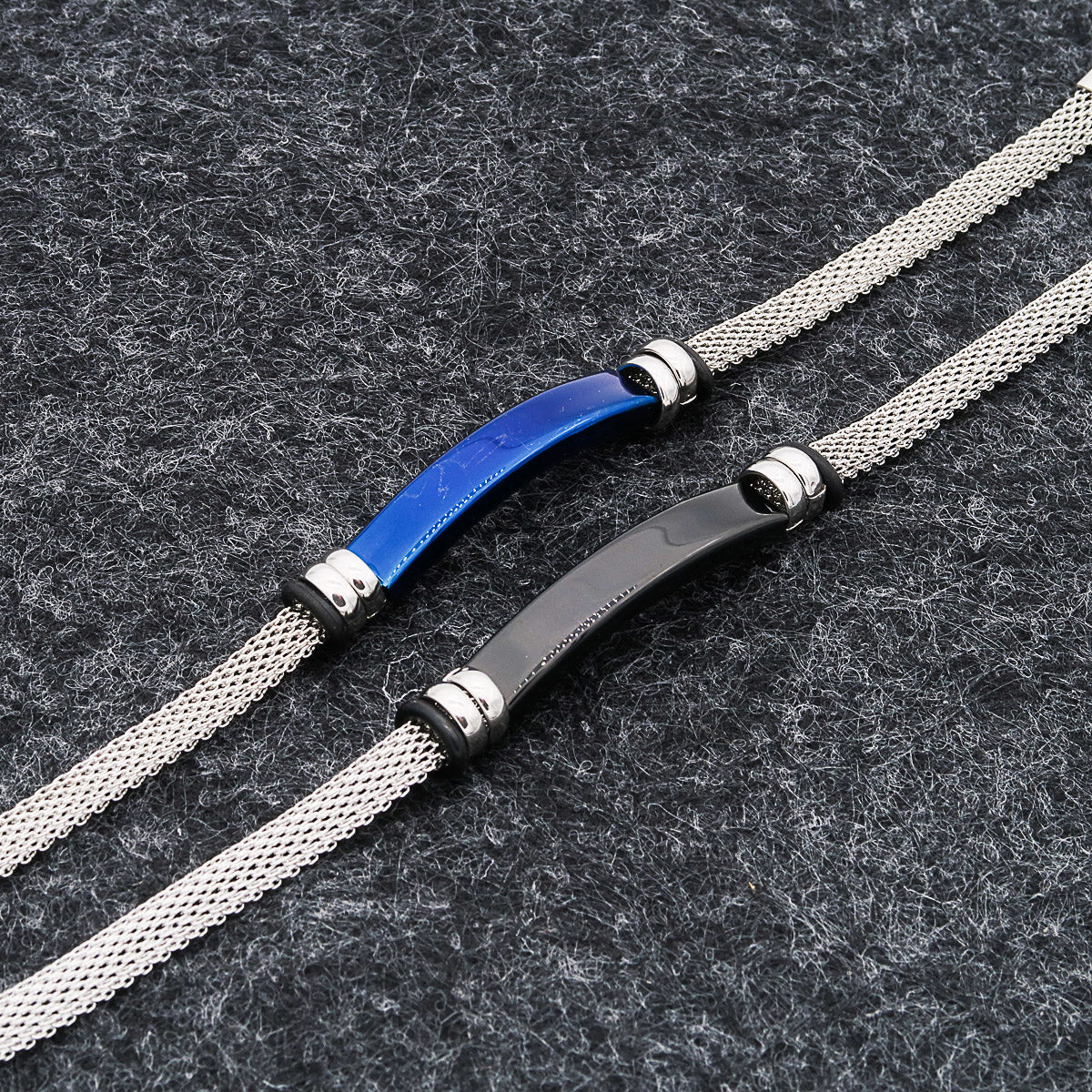 Bracciale "Linky" con incisione del nome, bracciale in maglia fine, acciaio inossidabile