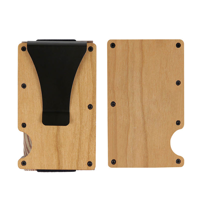 Porta carte di credito in legno con incisione personalizzata, protezione RFID