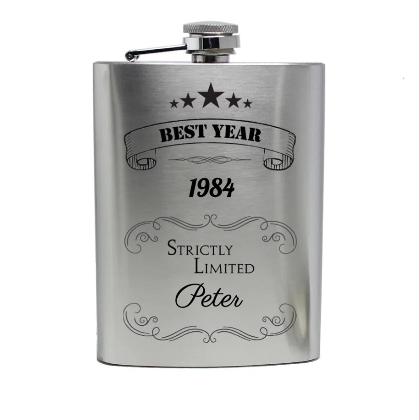 Fiaschetta con incisione, materiale acciaio inox, 200 ml