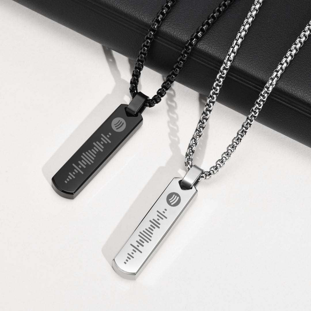 Collana con ciondolo inciso con codice a barre Spotify