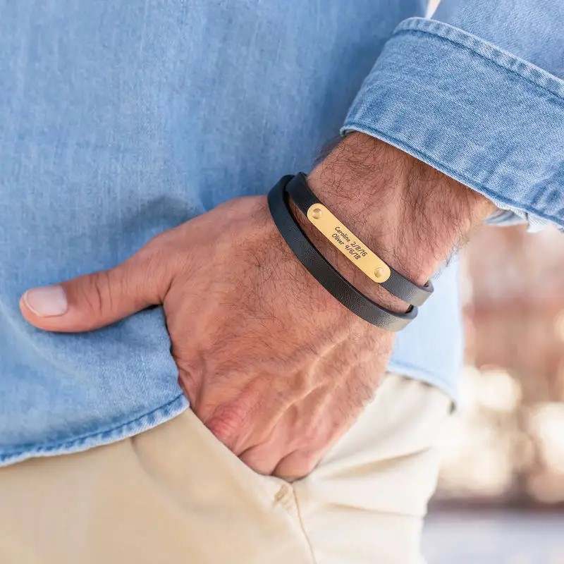 Wasserfestes Armband "Surfer" mit kostenloser Gravur - Muster in Gold