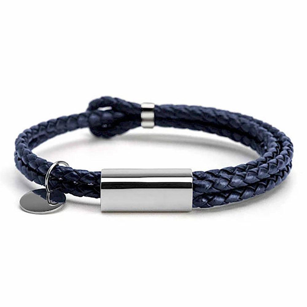Bracciale da donna "Bar & Charm" in pelle intrecciata e con incisione