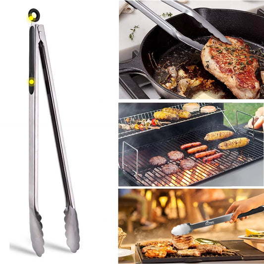 Pinze per barbecue personalizzate in acciaio inox e silicone - extra lunghe, con incisione individuale
